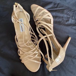 Steve Madden Fairyy Vegan PU 9M Nude Strappy Heels EUC
